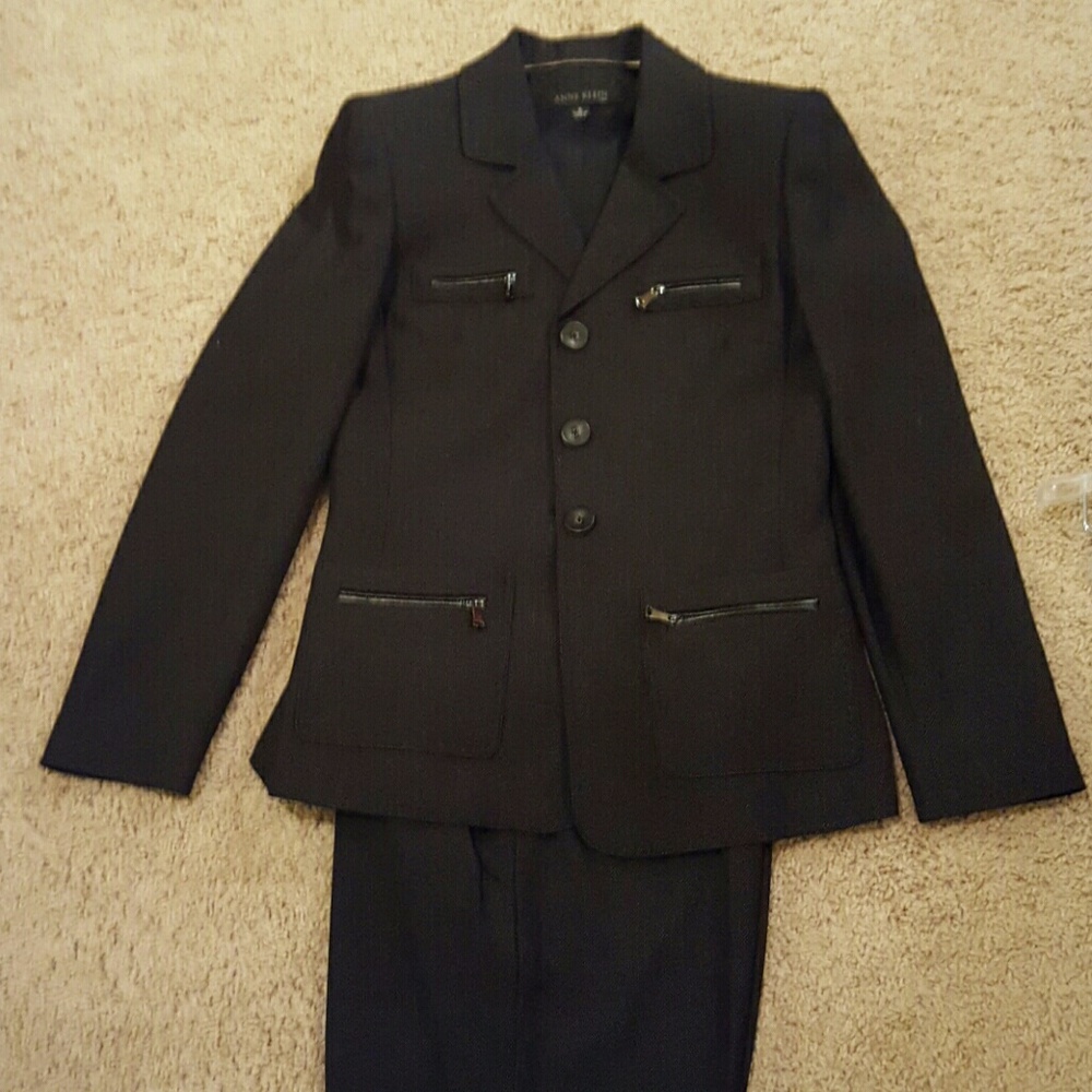 Black Birdseye Suit with Zippers