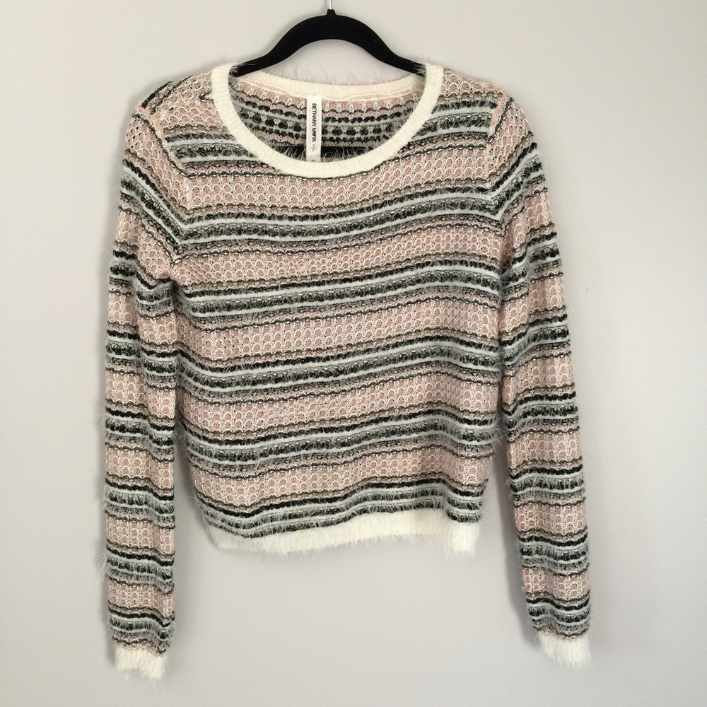 Cute fuzzy sweater barley worn