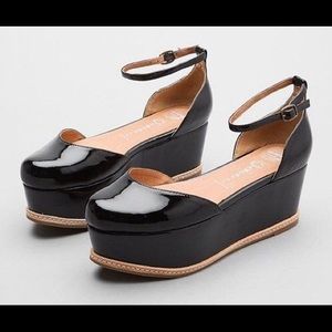 Jeffrey Campbell black patent leather platforms