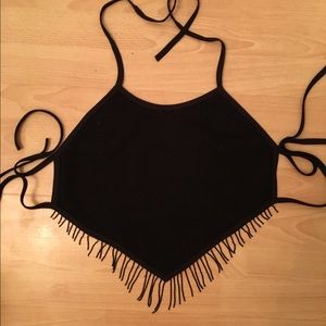 Black halter crop top