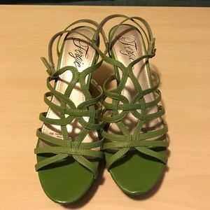 Green Strappy Wedge Sandals