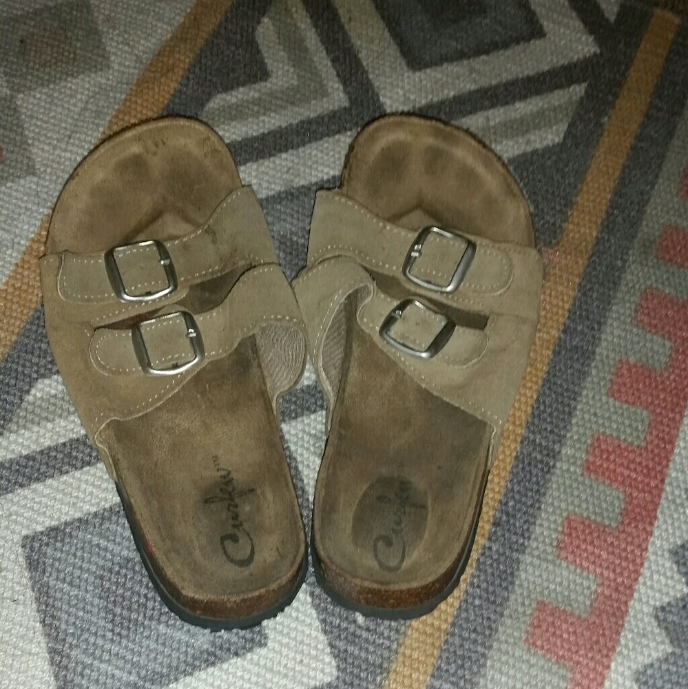 Beige slip ons