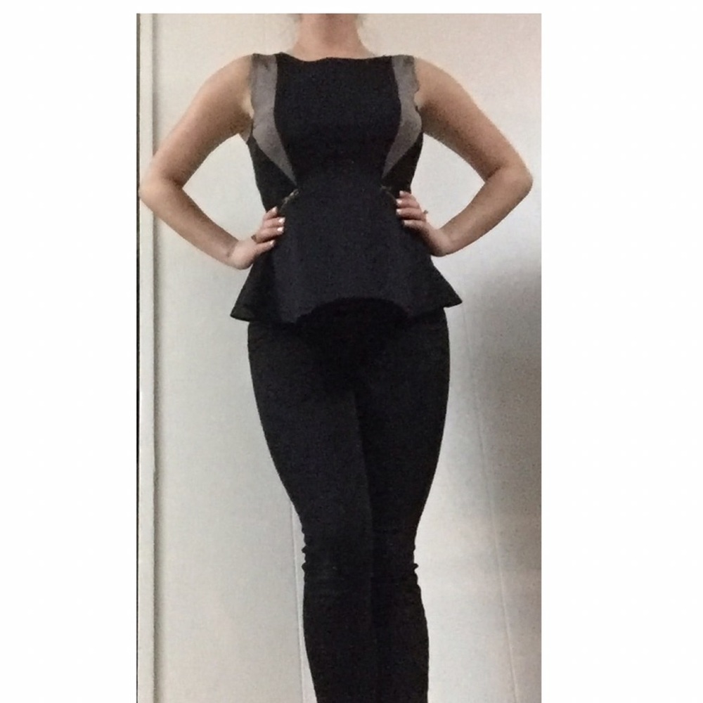 Black and Gray Peplum Tank