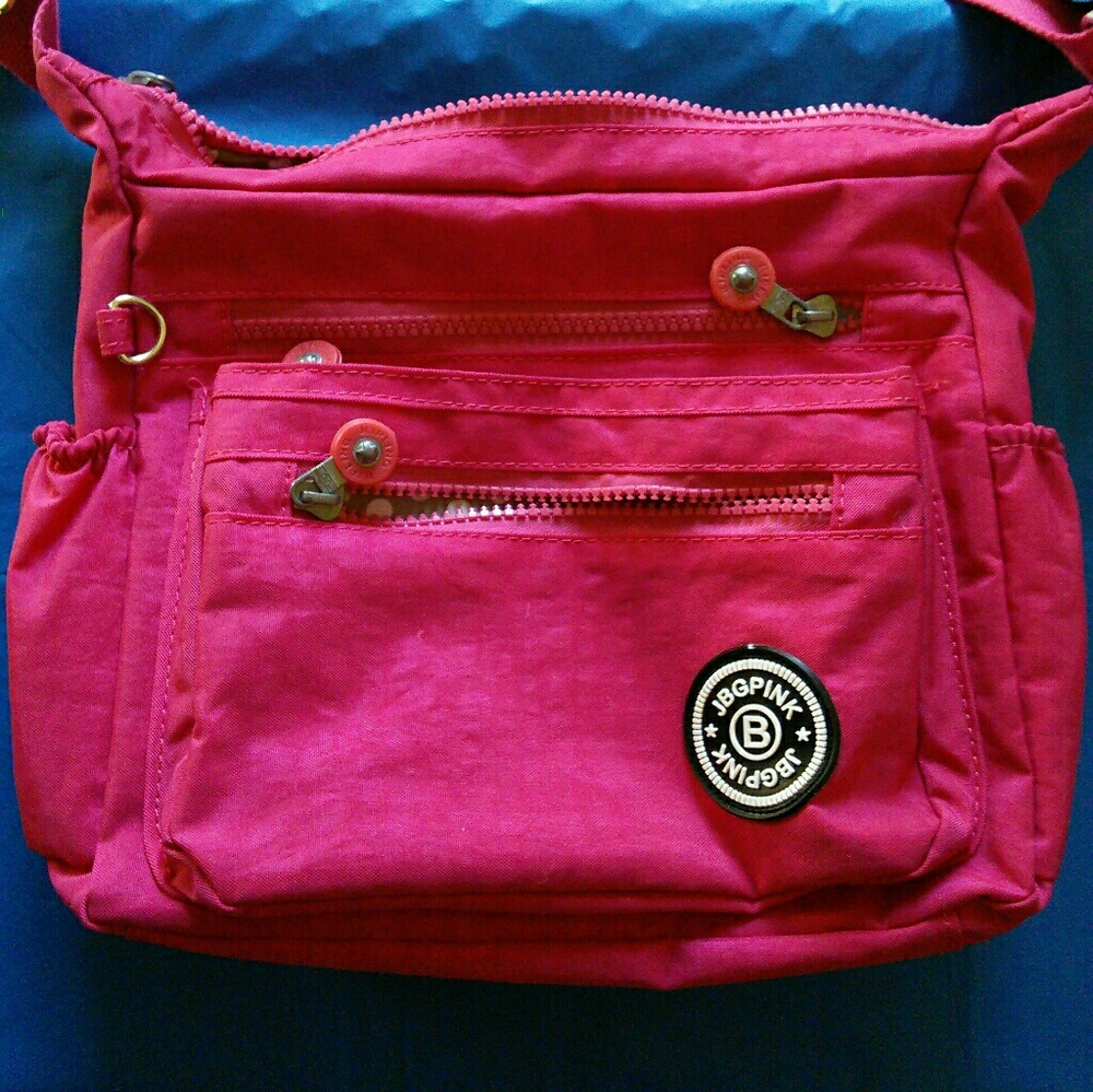Hot Pink Nylon Messenger Bag