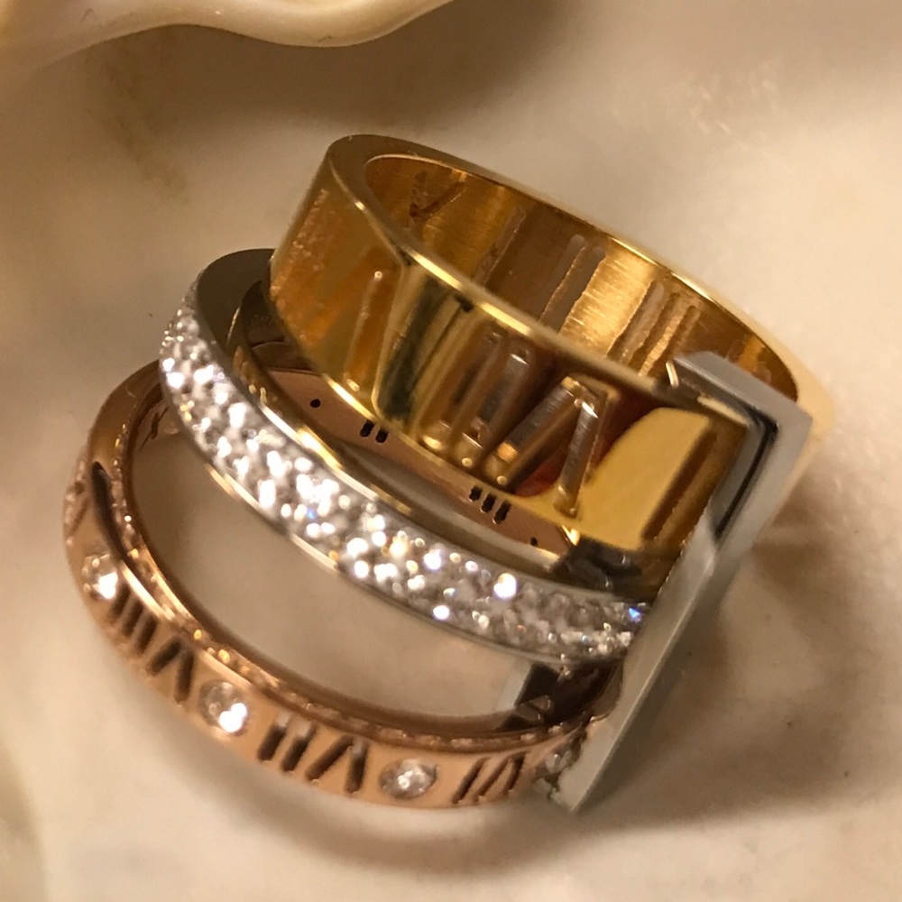 ❌SOLD❌ 3 Ring CZirconia Stainless Steel - Picture 1 of 2