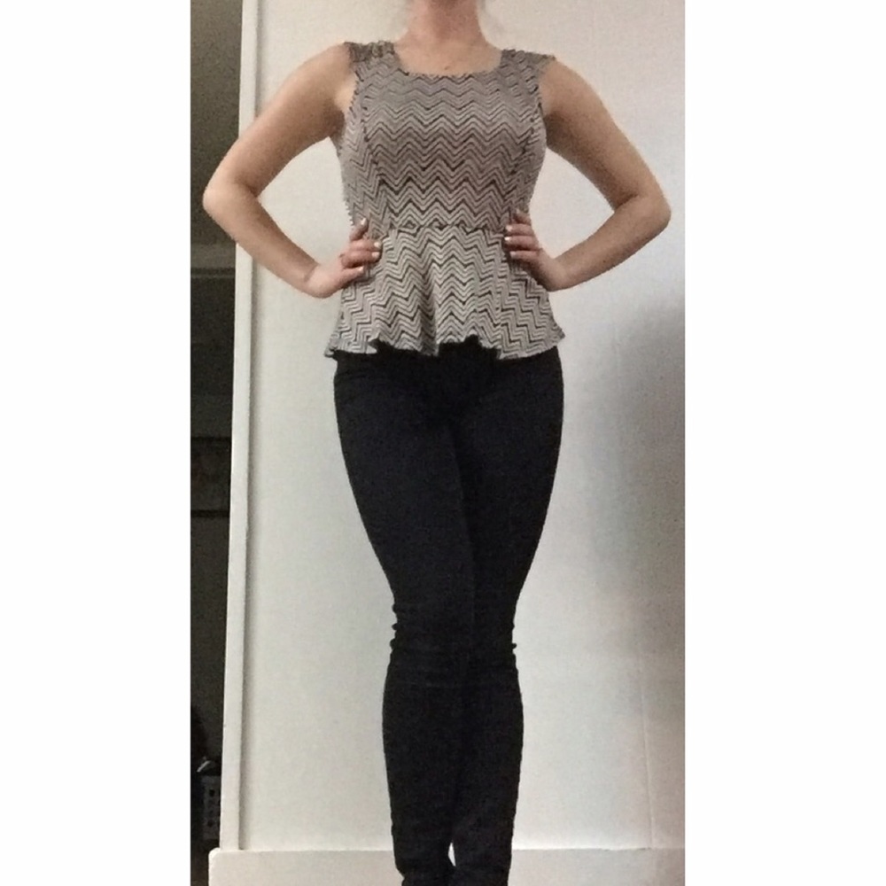 Tan and Black Peplum Tank.