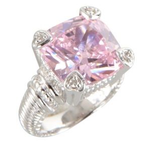 Judith Ripka pink crystal & diamond Fontaine ring