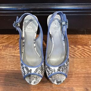 Blue python grey and blue heels