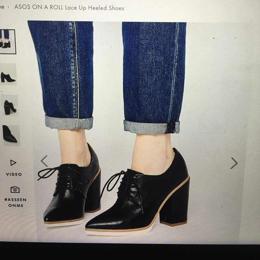 ISO ASOS ON A ROLL LACE UP HEELED SHOES