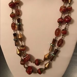 Murano like beaded necklace with some gold beads.!