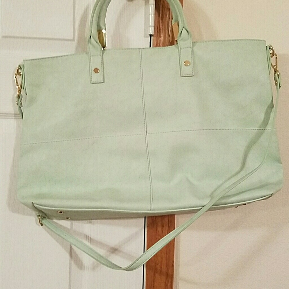 mint green tote bag