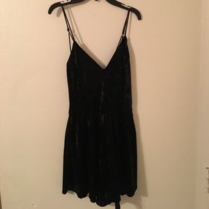 Wet seal black velvet romper