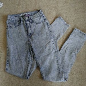 high waisted acid wash jeans