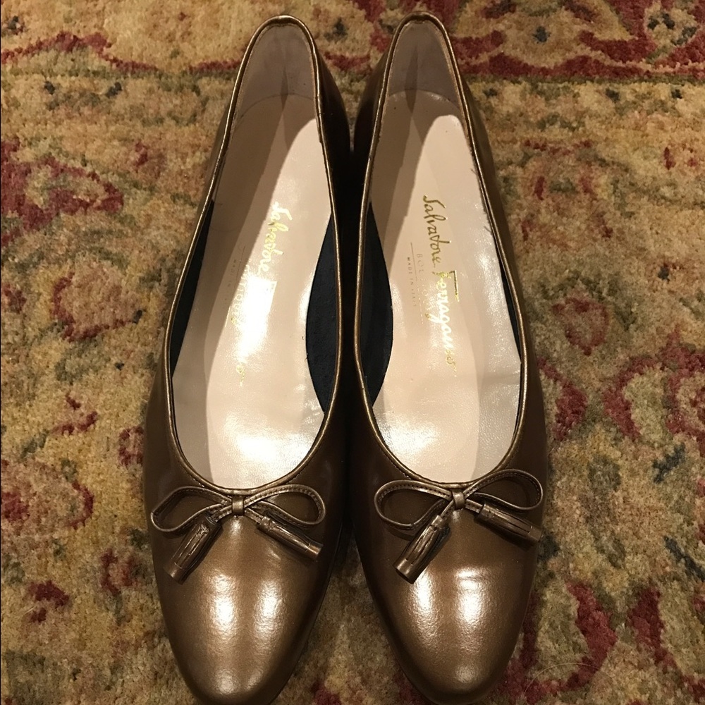 Bronze Ferragamo flats