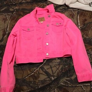 hollister pink jean jacket