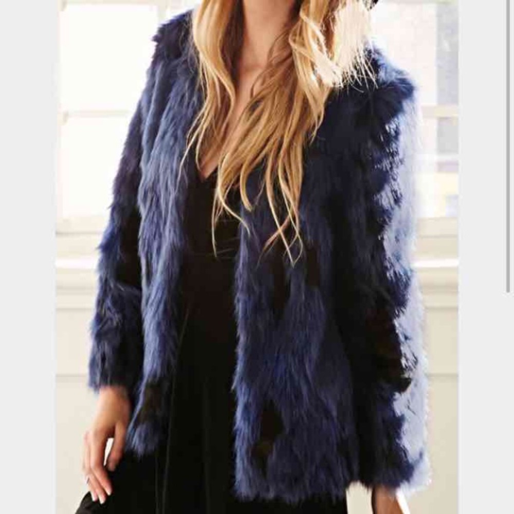 Blue fur jacket