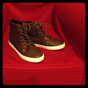 Boys Classic Brown Hightop Lace Up Boots Sz 4