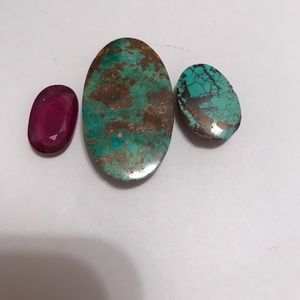 Genuine gemstones turquoise and Ruby