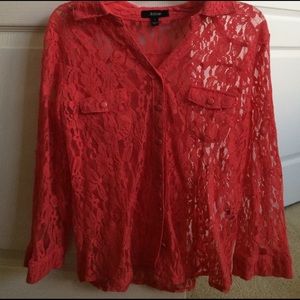 Red Flowy Blouse