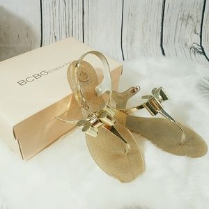 BCBG generation gold bow flat sandal