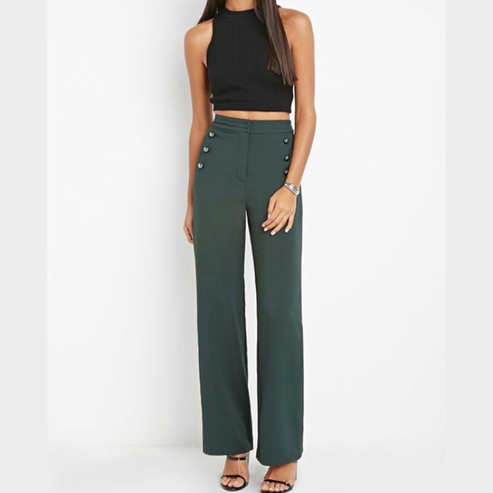 Contemporary Sailor Buttoned wide leg pants