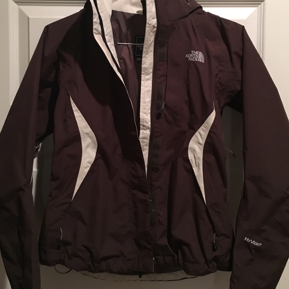 Brown north face rain jacket