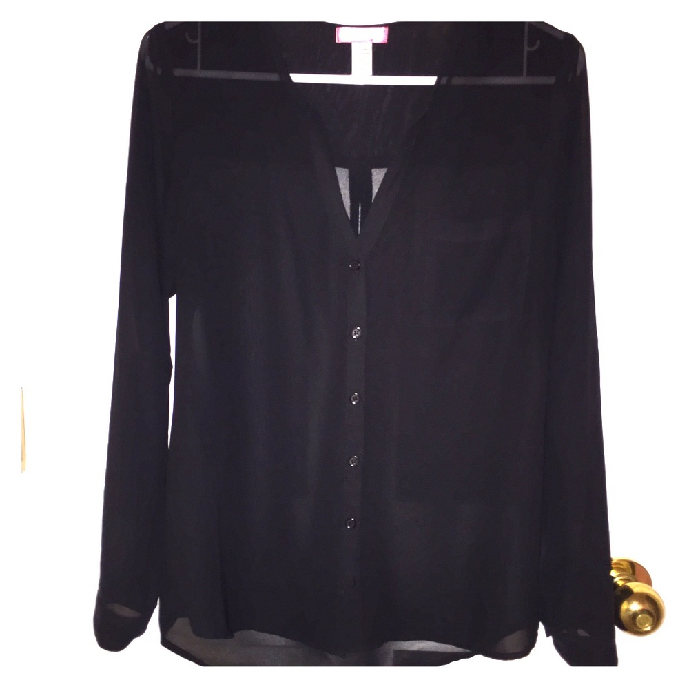 Sheer black button down shirt