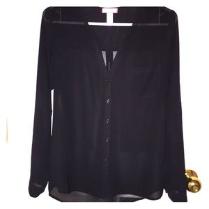 Sheer black button down shirt