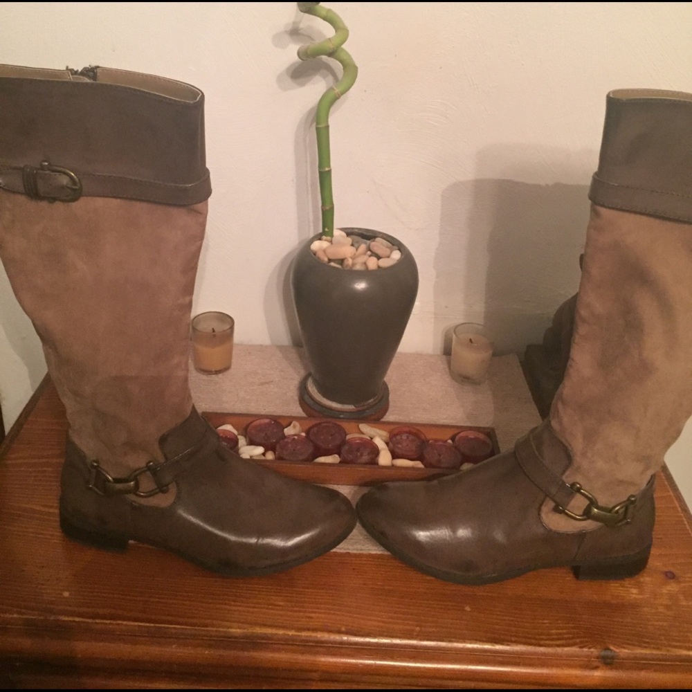 Women's rider boots - leather top suede bottom