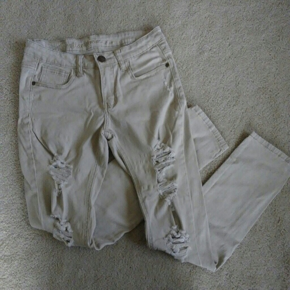 ripped khaki skinny jeans