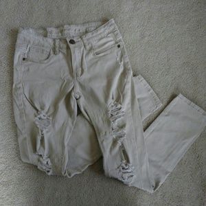 ripped khaki skinny jeans