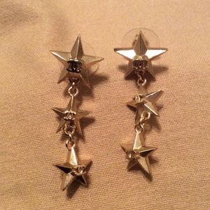 Authentic Chanel CC triple star drop earrings✨