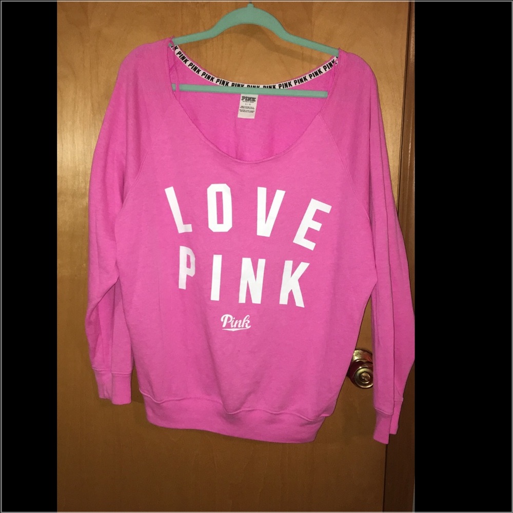 VS PINK SCOOP NECK LOOSE HOODIE SIZE L