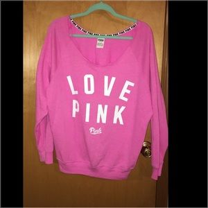 VS PINK SCOOP NECK LOOSE HOODIE SIZE L