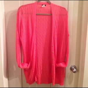 J Crew melon colored cardigan