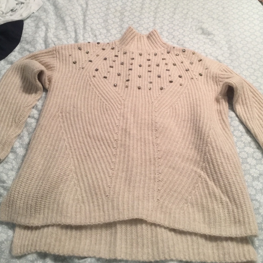 Lane Bryant rhinestone tan sweater