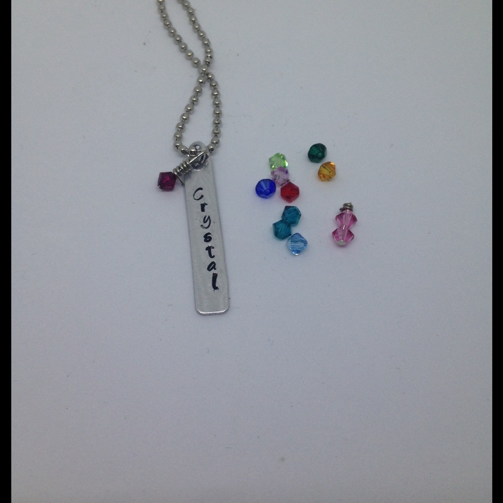 custom made hand stamped bar necklace