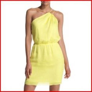 Yellow Halston Heritage Silk One Shoulder Dress