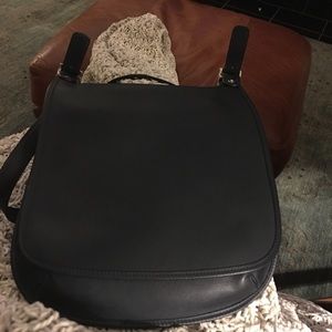 Coach leather cross body saddlebag navy