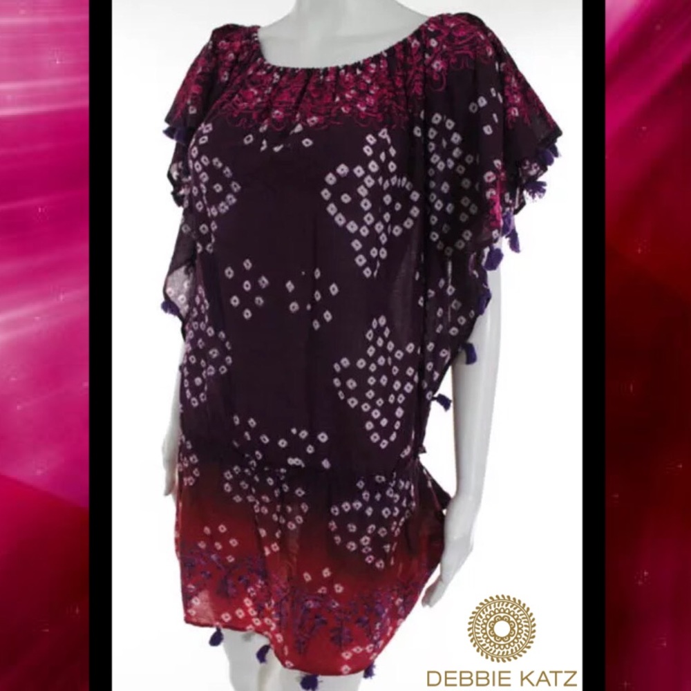 DEBBIE KATZ S. BEACH Purple Fringe Tunic/Dress