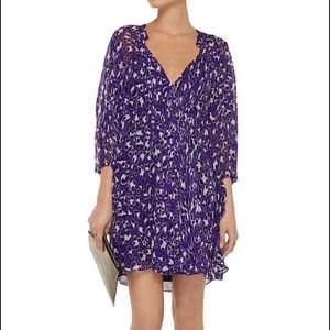 DVF Purple Fluerette Silk Chiffon Mini Dress