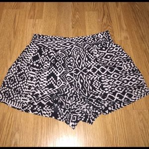 black and white aztec fabric shorts