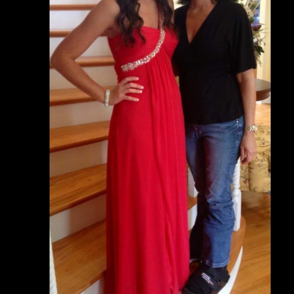 Red One Shoulder Formal Dress
