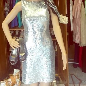 Caché Silver Sequin Dress