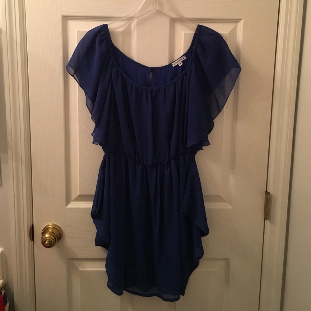 Royal blue sleeved dress