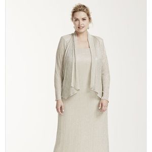 David's Bridal Metallic Crinkle Dress