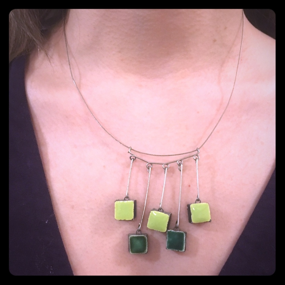 Ceramic tile necklace from art gallery