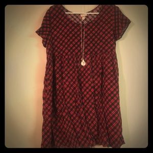 EMPIRE WAIST PLAID TUNIC DRESS: SIZE XL