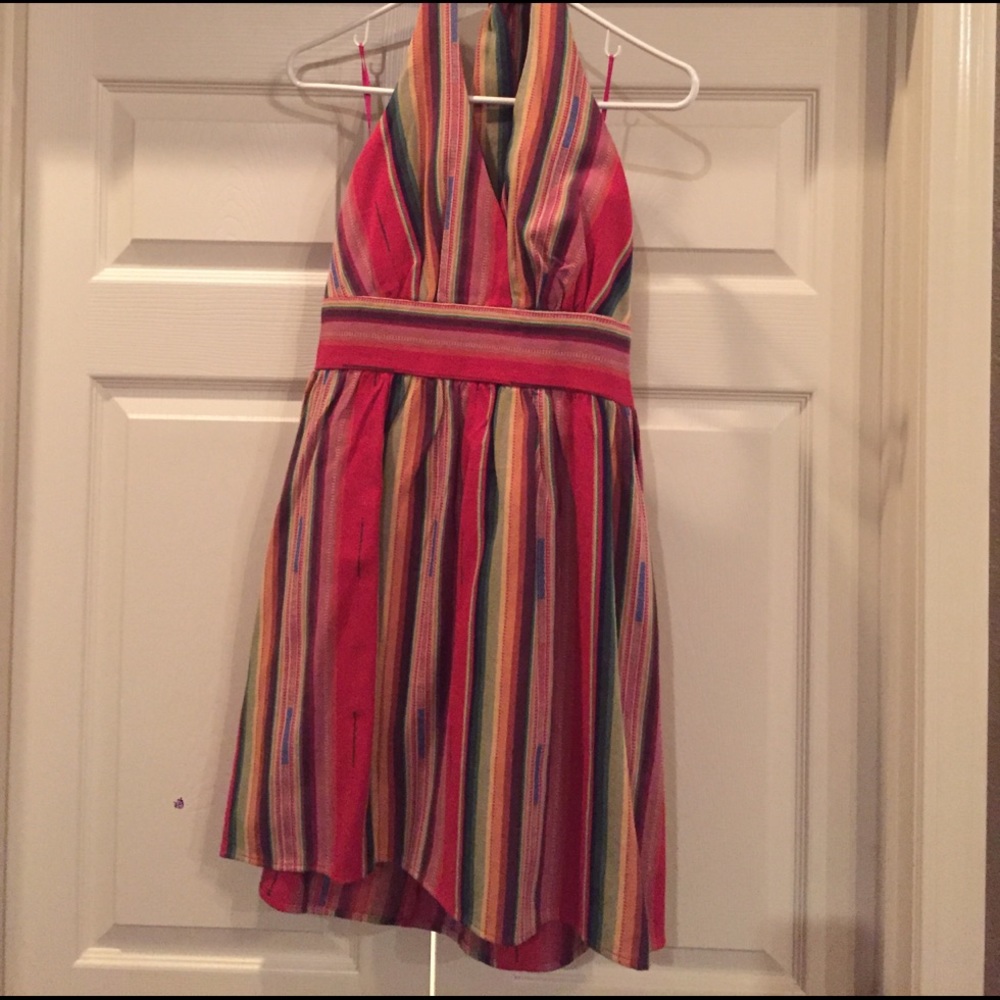 Colorful stripe halter dress!  ADORABLE!