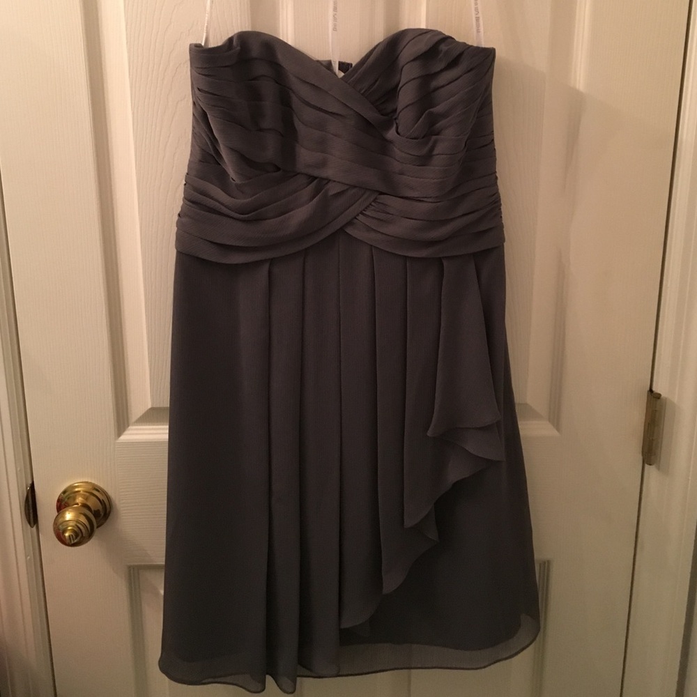 Charcoal chiffon bridesmaid dress